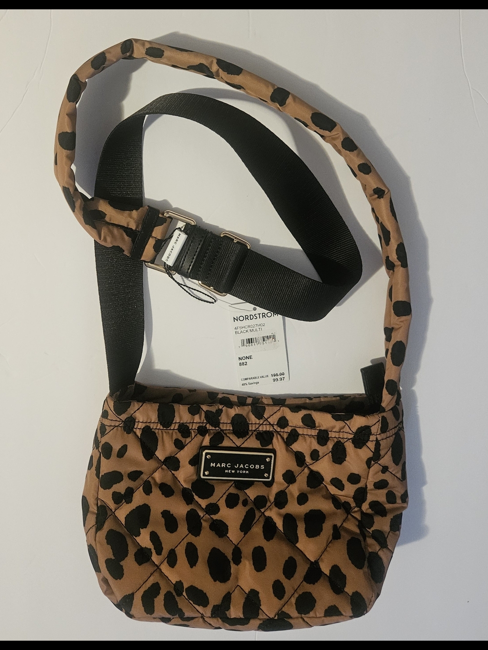 Marc Jacobs Cheetah Print Quilted Nylon Crossbody Bag